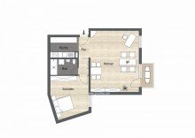 Wohnungsgrundriss NEUVERMIETUNG NACH KOMPLETTRENOVIERUNG ZUM 01.10.2026! 2-ZIMMERWOHNUNG - ca. 67 m� - MIT BALKON