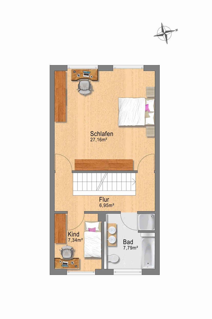Grundriss OG Reihenmittelhaus Frechen