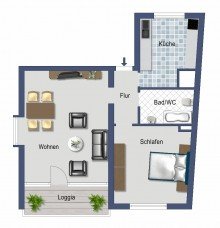 Wohnungsgrundriss ***Wohngl�ck in Deutz - unweit des Rheins! 2-Zimmer-Wohnung - 58 m� - Balkon***