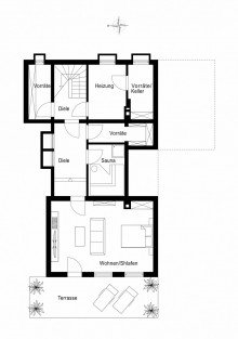 Kellergeschoss Einfamilienhaus - ca. 131  m� Wohnfl�che - mit gro�z�gigem Wohn-Essbereich!