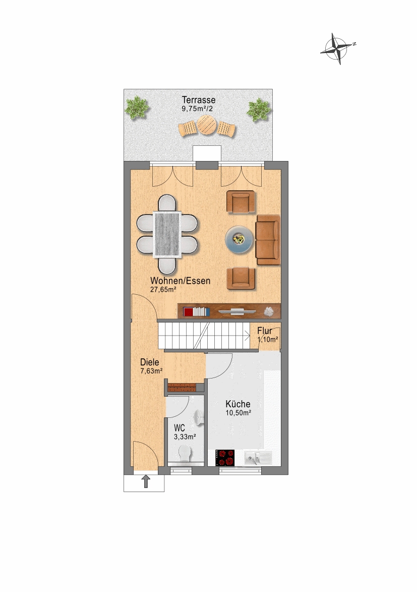 Grundriss EG Reihenmittelhaus Frechen