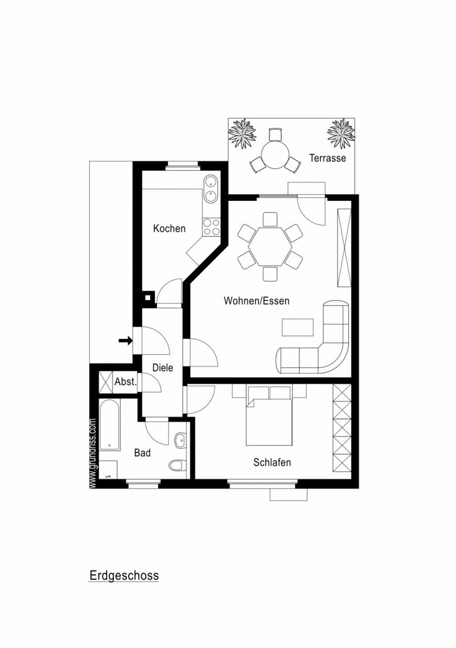 Wohnungsgrundriss Erdgeschosswohnung Frechen