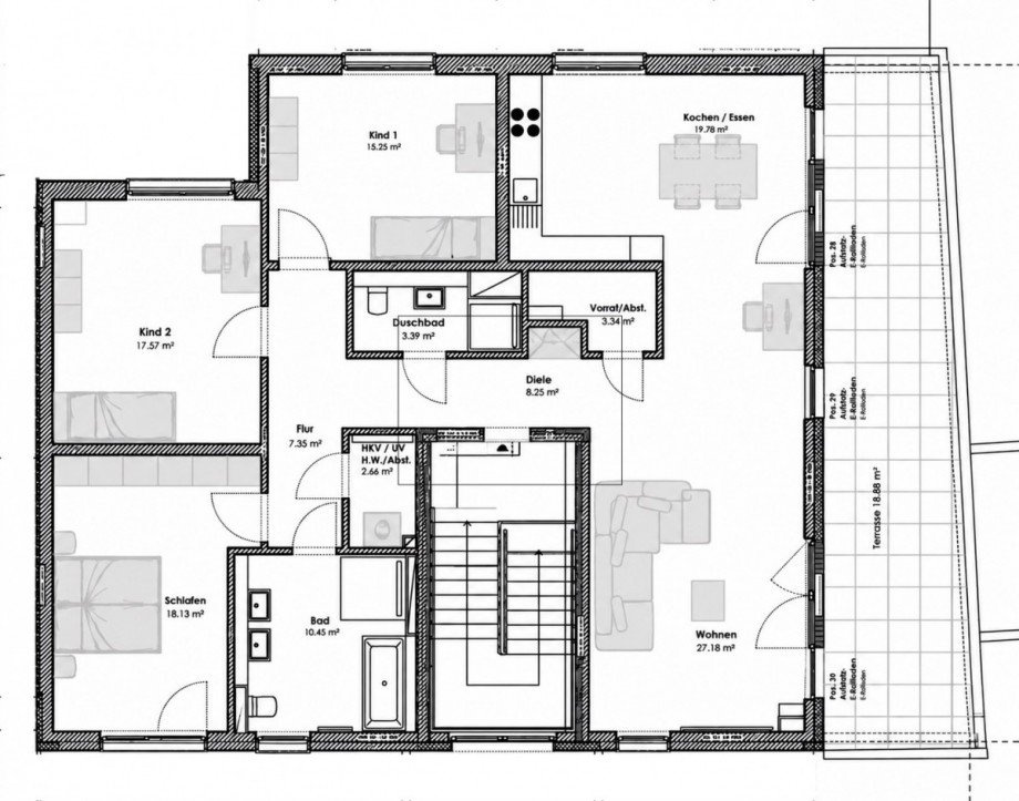Wohnungsgrundriss Dachgeschosswohnung Frechen