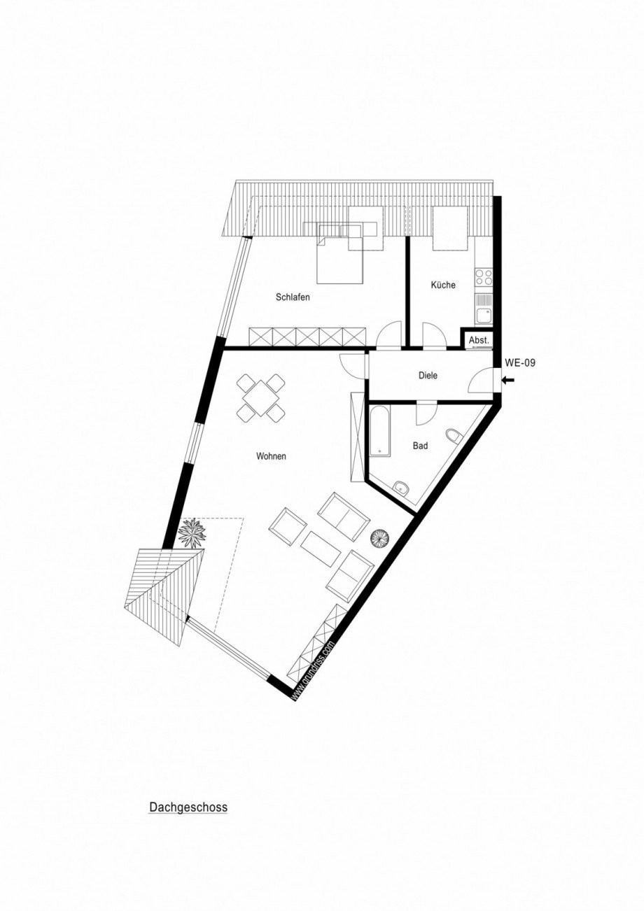 Wohnungsgrundriss Dachgeschosswohnung K�ln